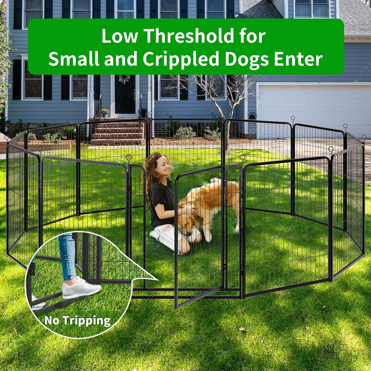 Dog Playpen Outdoor Extra Wide 16 Panels Heavy Duty Dog Fence 40" Height Anti-Rust with Doors