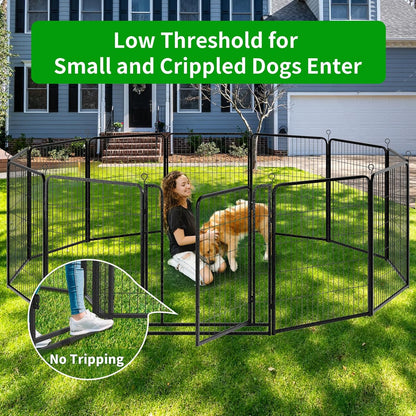 Dog Playpen Outdoor Extra Wide 16 Panels Heavy Duty Dog Fence 40" Height Anti-Rust with Doors