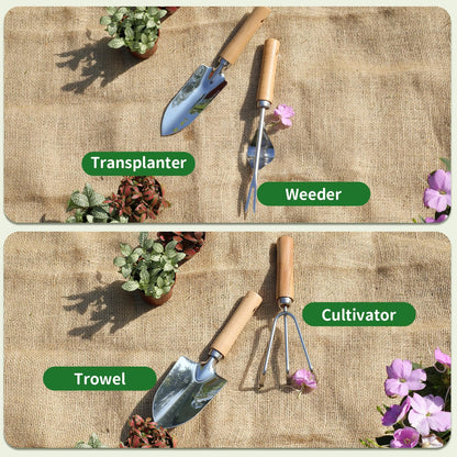Garden Tool Set,10 Piece Garden Kit,Heavy Duty Stainless Steel Gardening Hand Tools with Durable