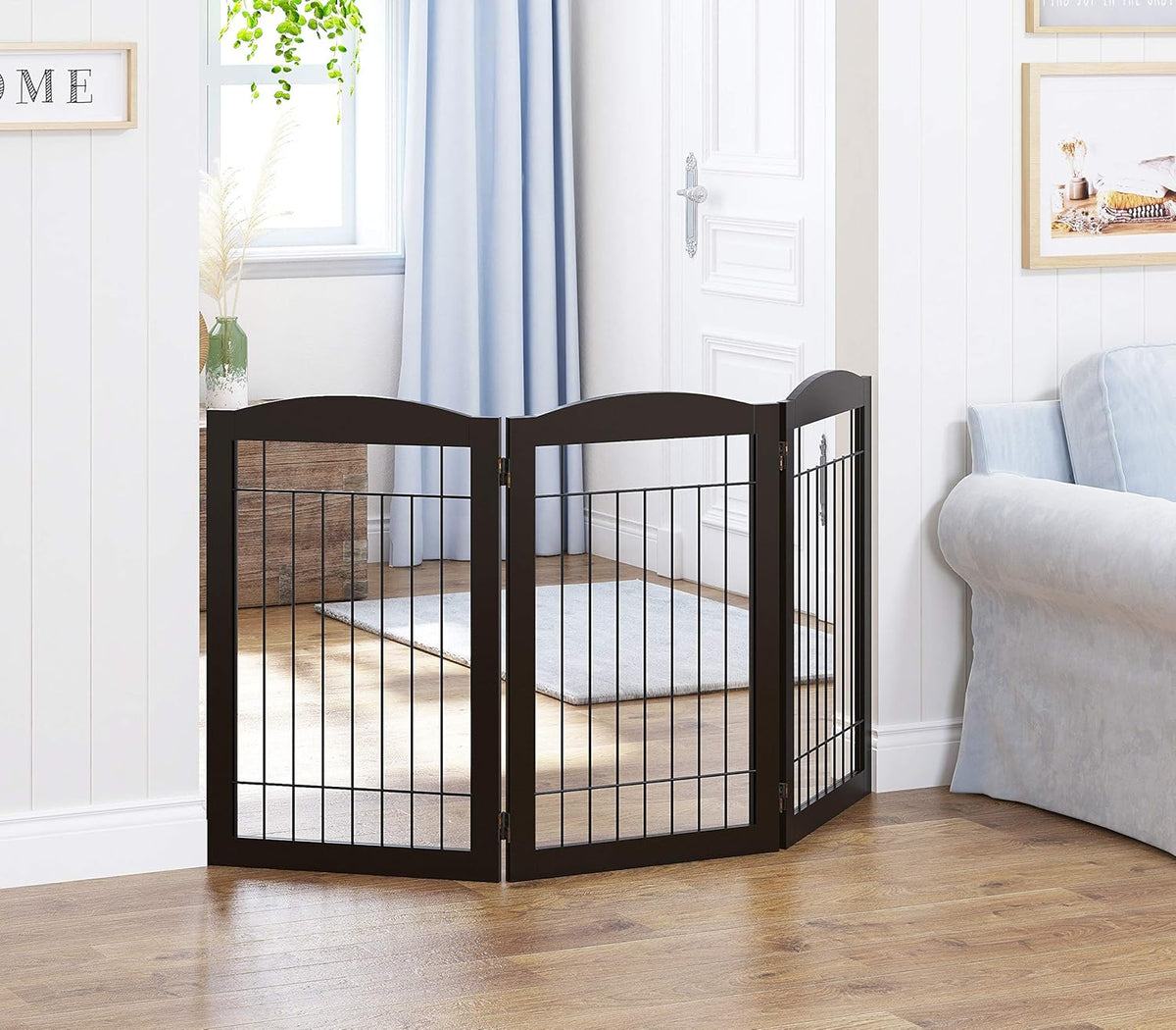 Spirich Freestanding Wire Pet Gate for Dogs, 30 inches Tall Dog Gate for The Houes, Doorway