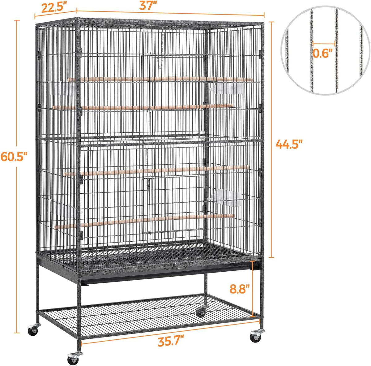 Yaheetech 60.5inch Extra Large Bird Cage Metal Parrot Cage Flight Cage for Cockatiels African Grey