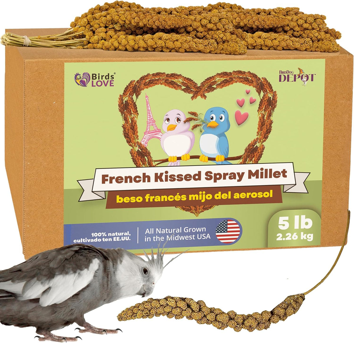 Birds LOVE French Kissed Spray Millet for Birds - Parakeets, Cockatiels, Lovebirds, Finches