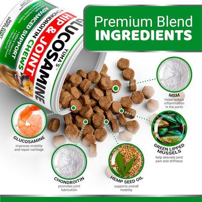 YUMA'S Glucosamine for Dogs - Hip and Joint Supplement for Dogs - 170 Ct - Glucosamine Chondroitin
