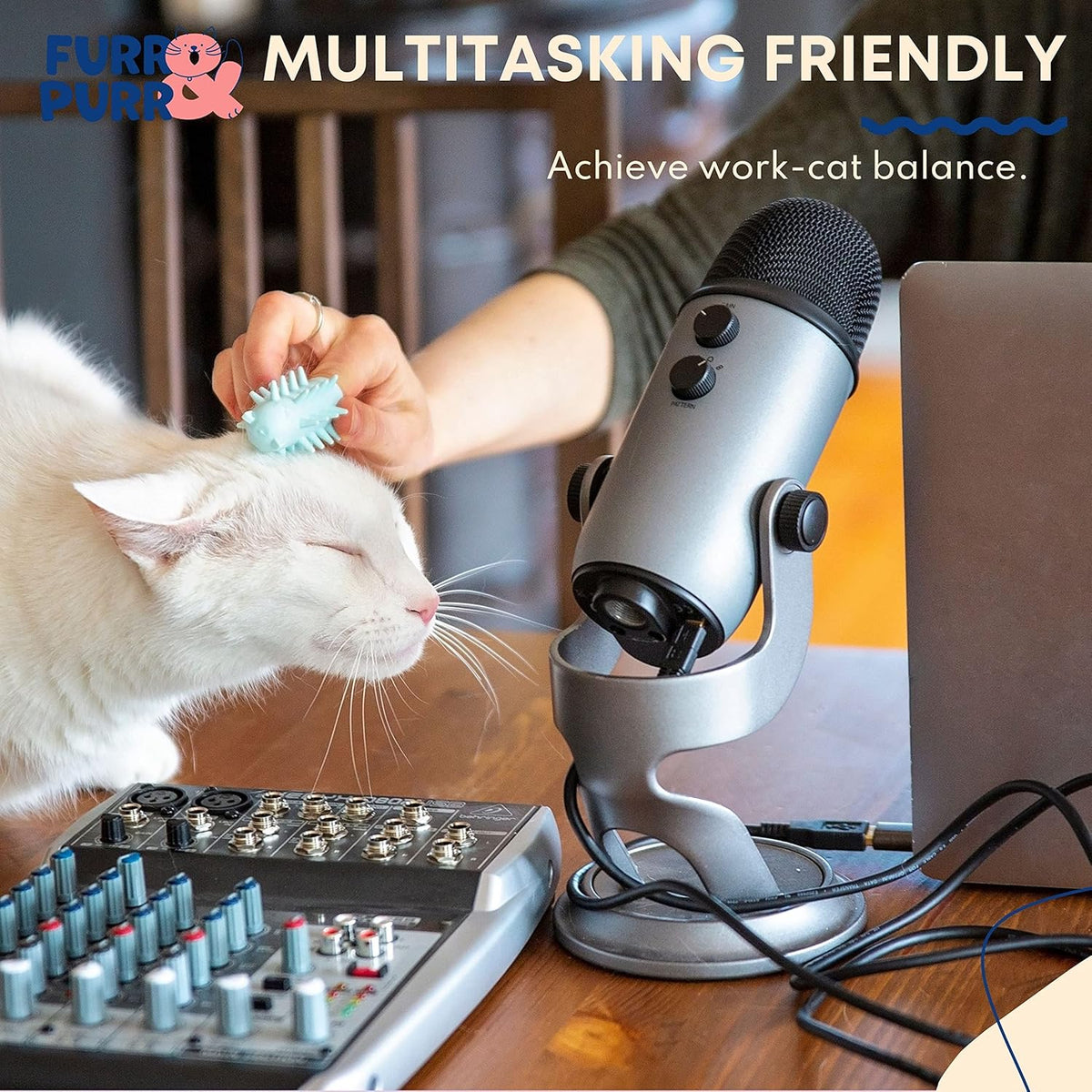 Furr&Purr Cat Brush Set for Indoor Cats - Grooming Tools: Face Scratcher, Calming Massager, and