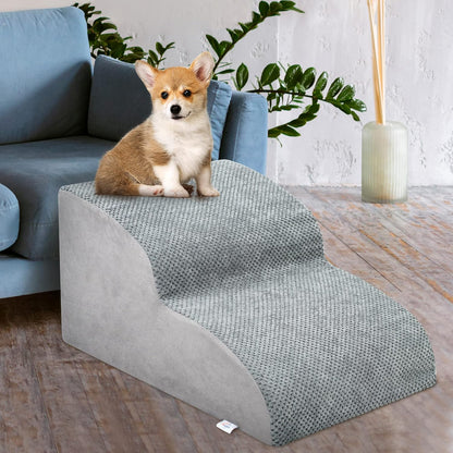 Dog Stairs for Small Dogs - High Density Foam Pet Steps, Extra Wide Dog Ramp with Non-Slip Bottom