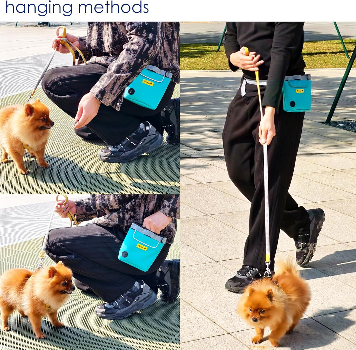 Dog Treat Pouch for Pet Walking and Training with Clicker 2 Cup Silicone Bag Small Fanny Pack