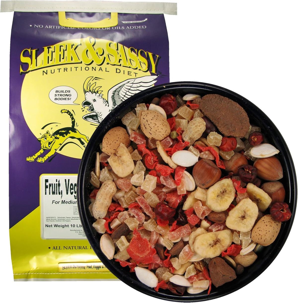 SLEEK & SASSY Fruit, Veggie, Nut Parrot Treat Perfect for Large Conures, Amazons, African Greys