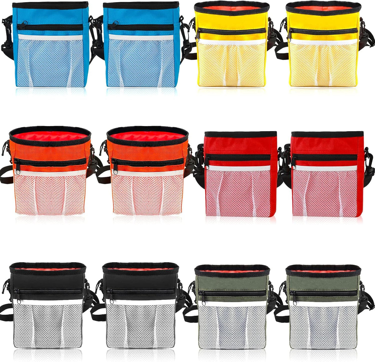 Hillban 12 Pcs Dog Treat Training Pouch Dog Treat Bag with Waist Shoulder Strap Bulk 6 Colors