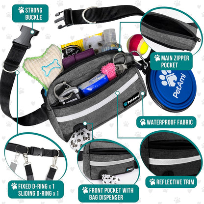 PetAmi Hands Free Dog Leash, Dog Running Leash Belt for Walking, Jogging, Dog Waist Zipper Pouch