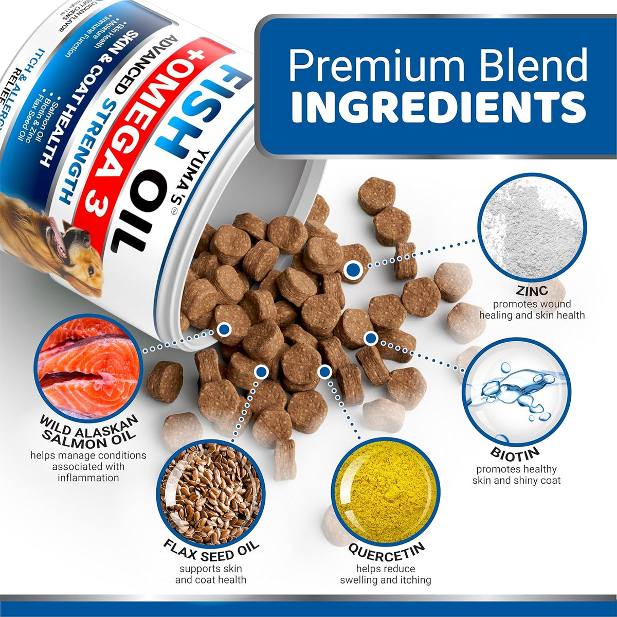 Omega 3 Fish Oil for Dogs - 170 Chews - Skin and Coat Supplement - Omega 3 for Dogs - Dry & Itchy