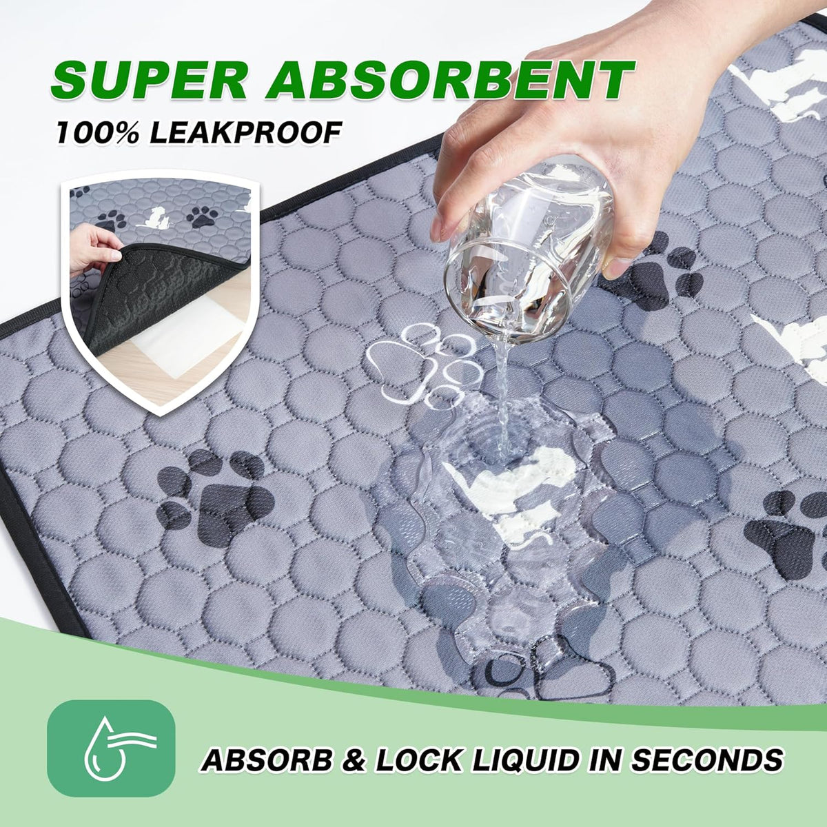 Washable Pee Pads for Dogs Mat, 2 Pack Absorbent Reusable Training Dog Pads Pet Puppy Pads