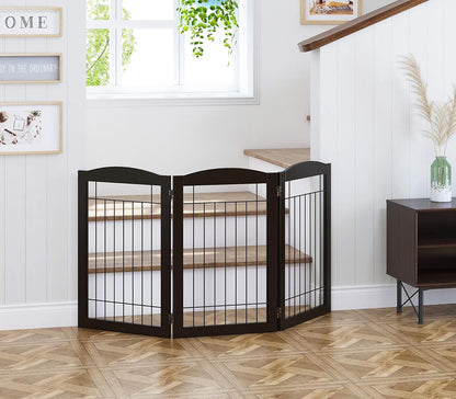 Spirich Freestanding Wire Pet Gate for Dogs, 30 inches Tall Dog Gate for The Houes, Doorway