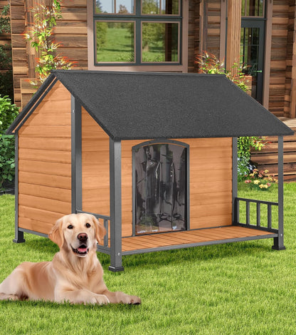 Gutinneen Large Dog House Outdoor with Strength Metal Frame, Outside Dog House with Waterproof