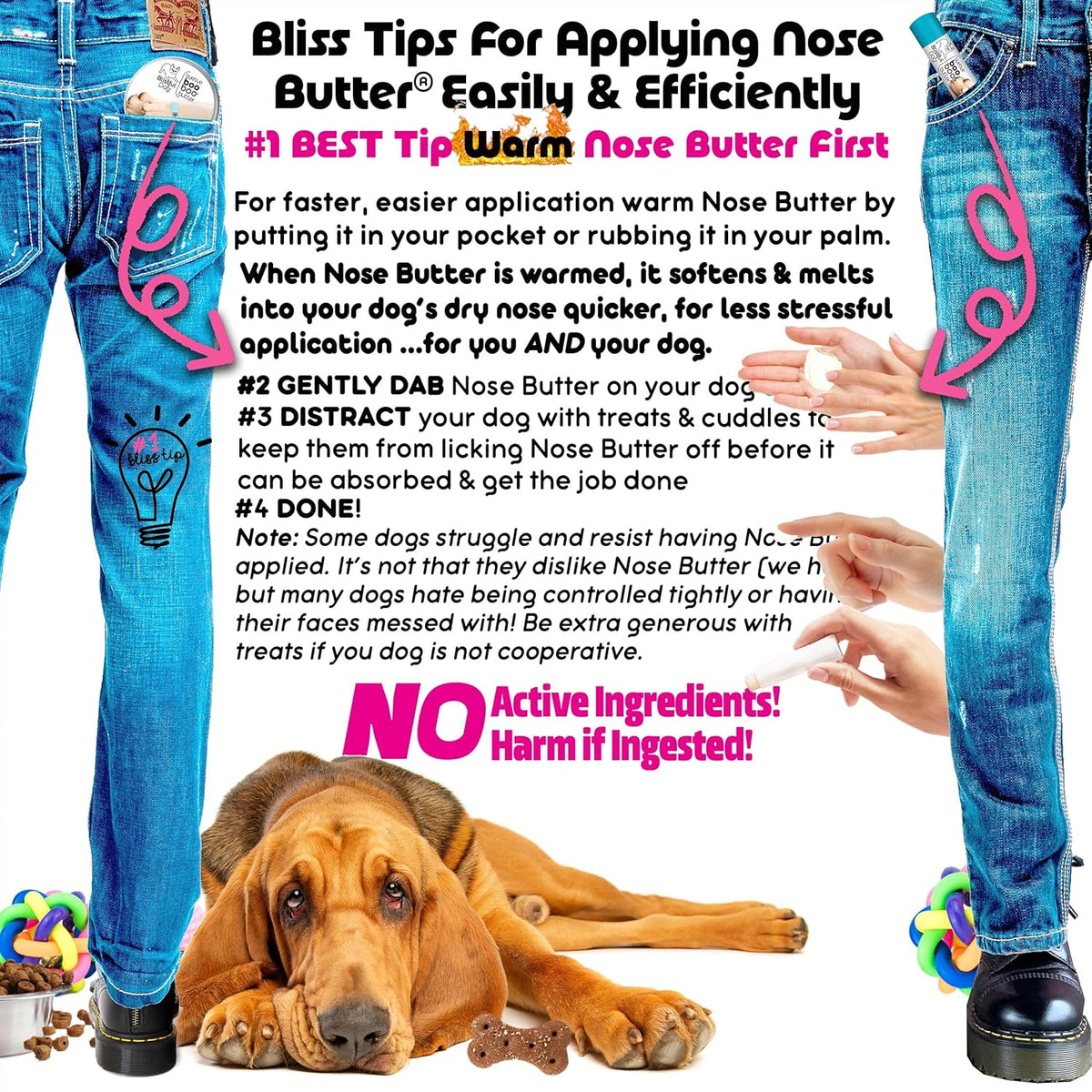 The Blissful Dog Bloodhound Nose Butter for Dry, Cracked Skin, Lick-Safe Dog Nose Balm with