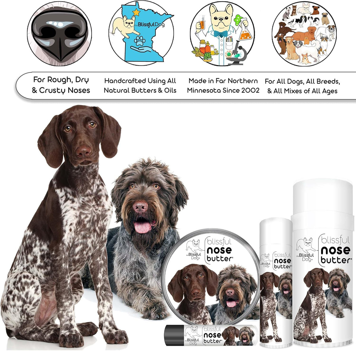 The Blissful Dog German Shorthaired Pointer Nose Butter, Versatile Dog Nose Balm for Dry Nose