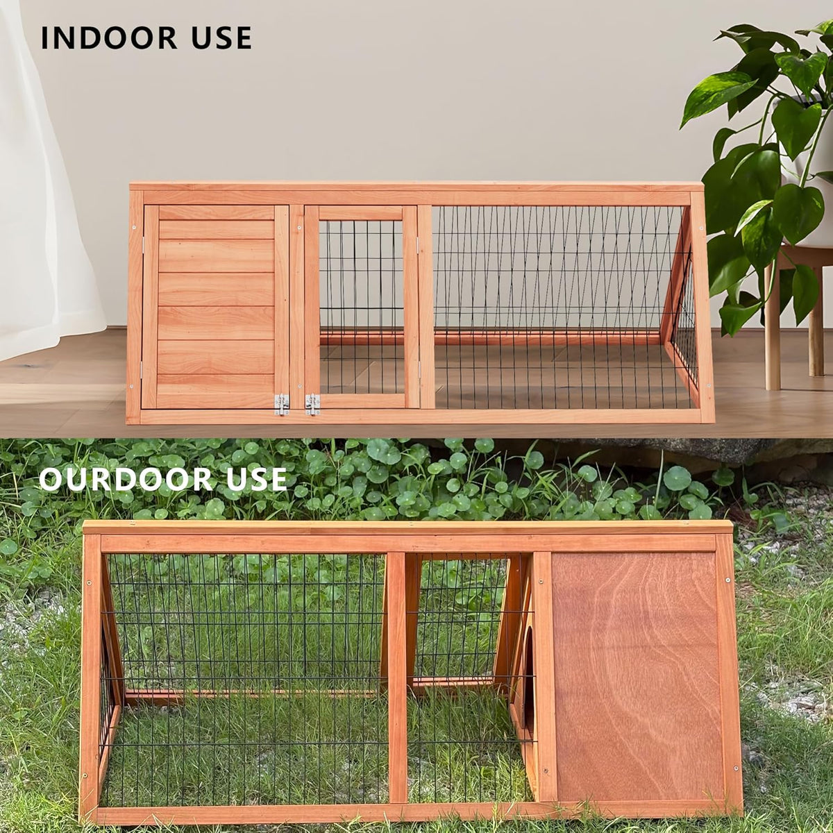 Chick Coop,Outdoor Chicken Run Cage Wooden Triangle Quail Coop with Ventilating Wire Poultry Hutch
