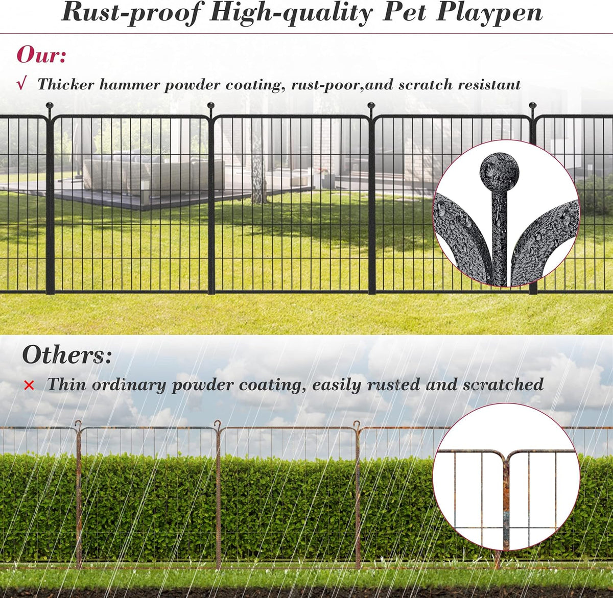 Dog Playpen 32 inch 10 Panels Indoor Dog Pen for Medium/Small Dogs Heavy Duty Metal Dog Fence