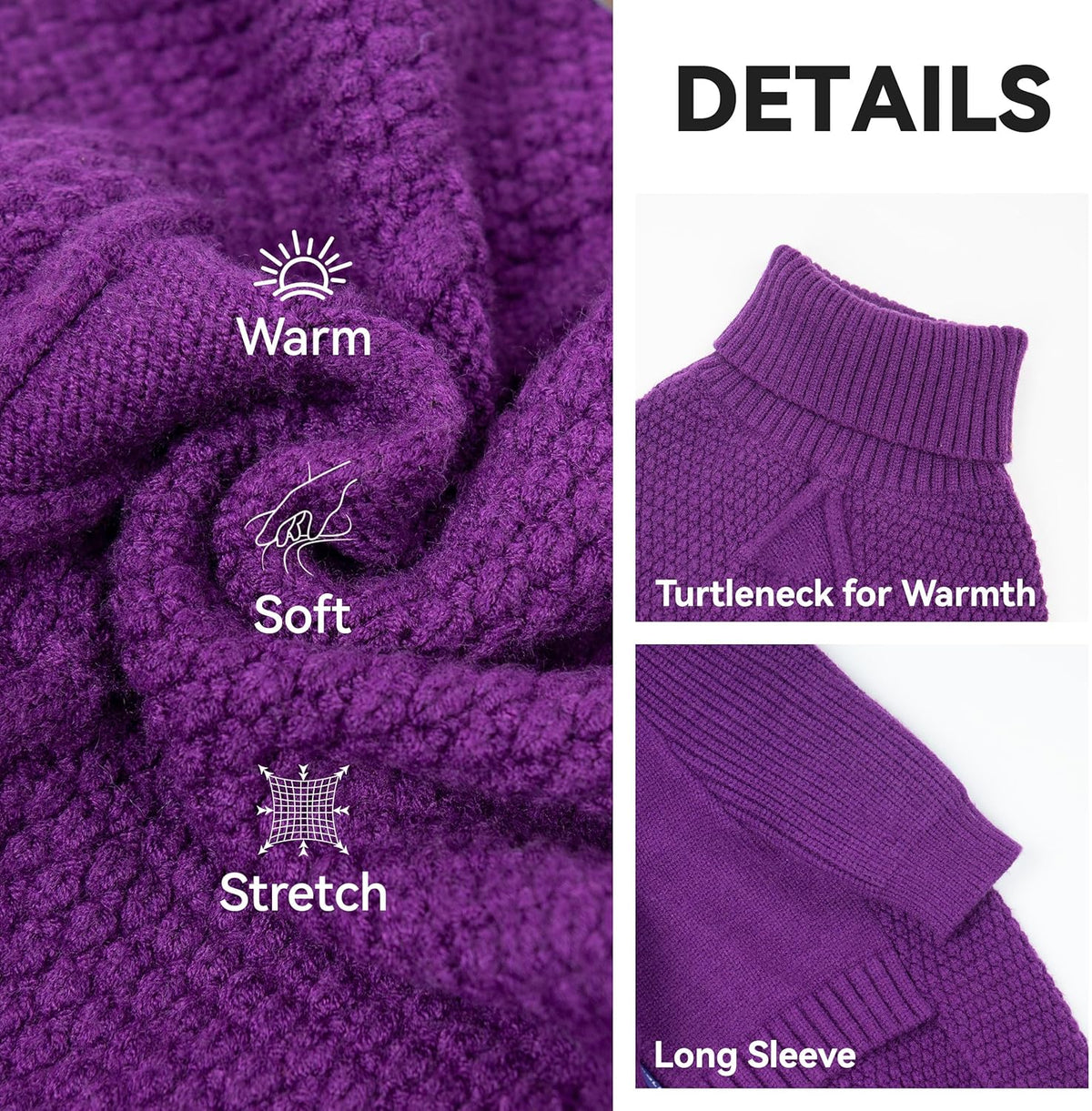 cyeollo 4XL Dog Sweater,Pullover Turtleneck for Large Dogs Classic Knitwear Fall Winter Cold