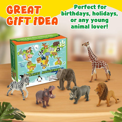 6PCS Safari Animal Figure Toys for Kids 3-5 Realistic Plastic Jungle Animal Figurines African