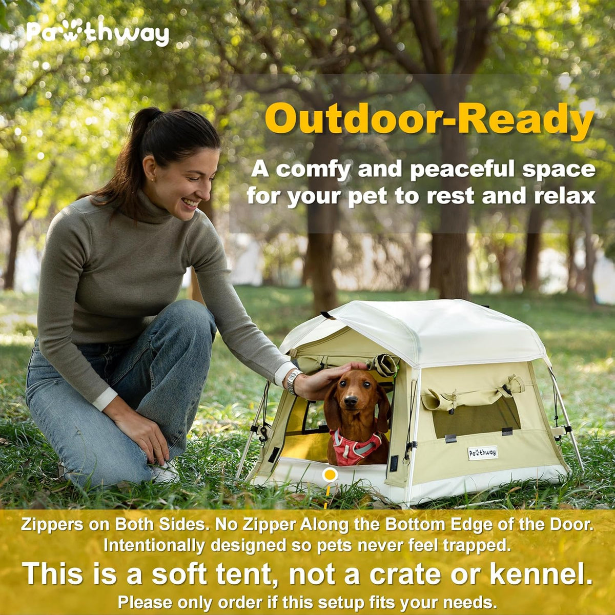 Dog Tent Cotton Fabric, Aluminum Poles and Camping Mat, Outdoor Weatherproof, Dog House Outdoor