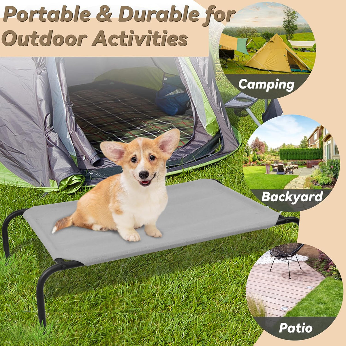PHYEX Raised Pet Cot for Small Pets, Elevated Dog Bed with Breathable Mesh, Sturdy Steel Frame for