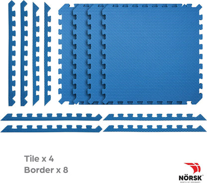 Norsk Reversible Exercise Mats 3/4" Thick EVA Interlocking Foam Tiles, Perfect Home Gym Flooring