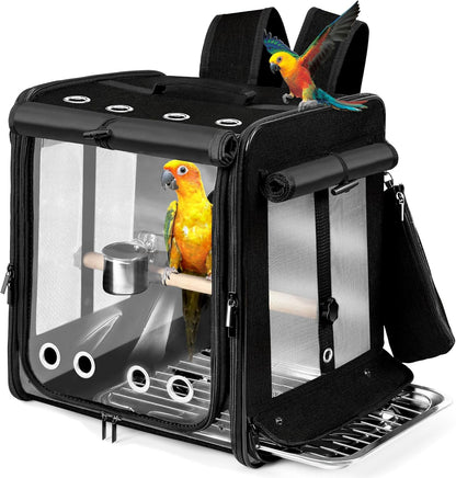 Suertree Bird Carrier with Seat Belt for Car Travel, Bird Backpack Carrier with Indestructible