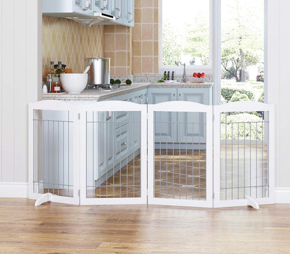 Spirich Free Standing Foldable Wire Pet Gate for Dogs, 80 Inches Extra Wide, 30 Inches Tall 4