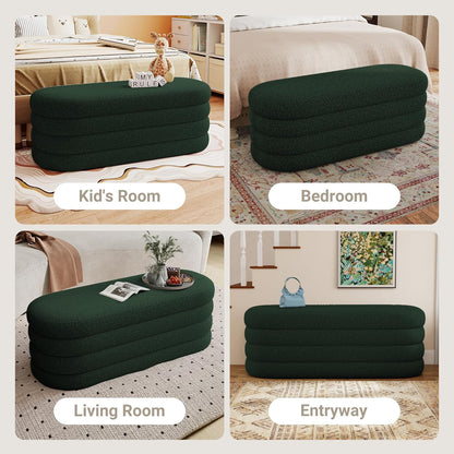 Storage Ottoman Bench 49.2 Inch Upholstered Fabric Storage Bench for Bedroom End of Bed Aesthetic