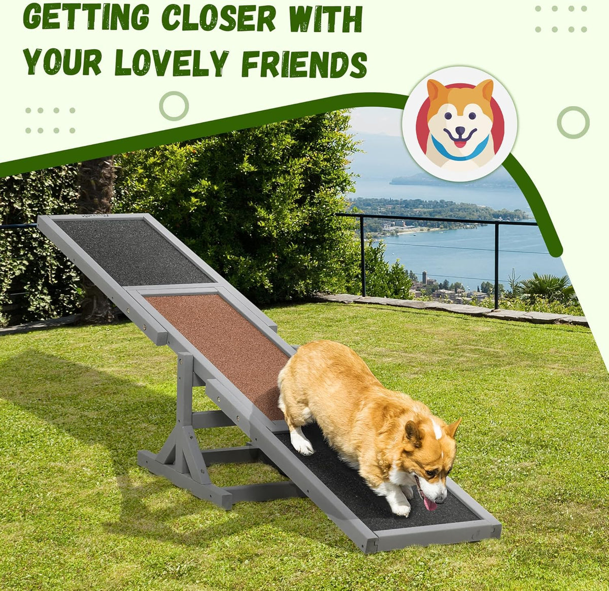 PawHut Wooden Dog Agility Seesaw for Training and Exercise, Platform Equipment Run Game Toy