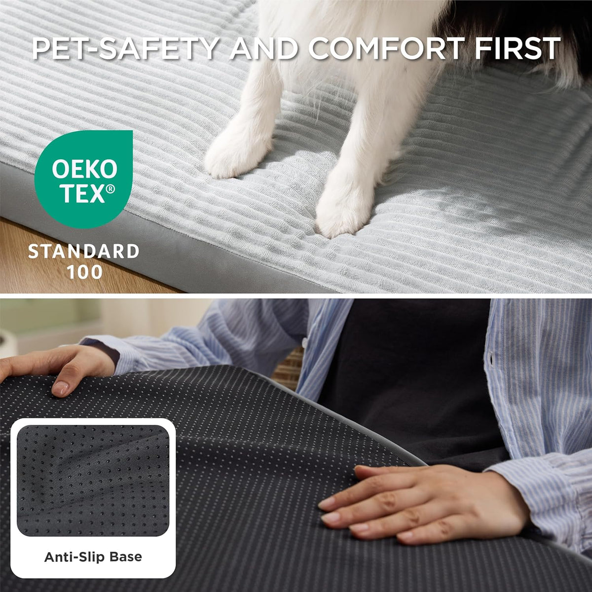 Bedsure XL Dog Bed for Crate - Large Orthopedic Pet Beds with Removable Machine Washable Cover, Egg