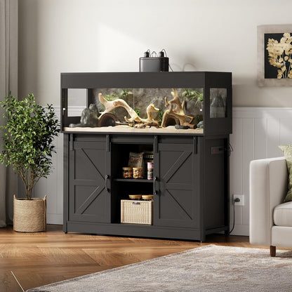 60 Gallon Reptile Terrarium with Stand, Terrarium Enclosure with Acrylic Doors, Storage Cabinet