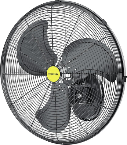 VAGKRI Wall Mount Fan, 20 Inch High Velocity Metal Oscillating Fan, 3 Speeds, 5300CFM Industrial