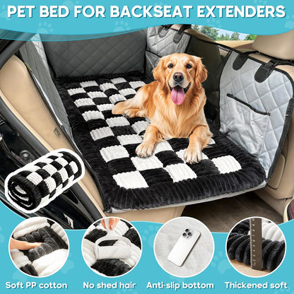 Dog Car Bed Mat, Non-Slip Backseat Extender Pet Blanket, Plaid Dog Bed for SUVs, Sedans & Trucks