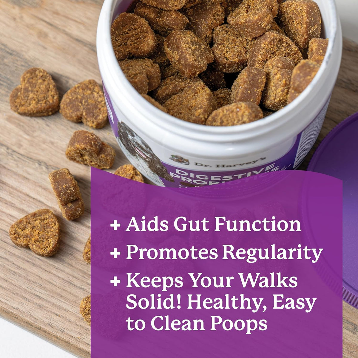 Dr. Harvey's Digestive Probiotic Soft Chews for Dogs, 7 Probiotics for Gut Health, Diarrhea and