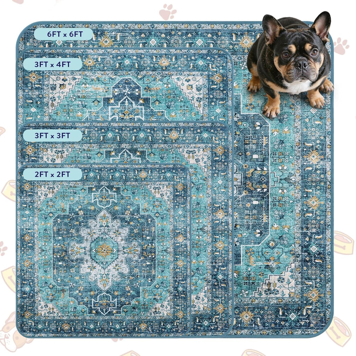 Lahome Super Absorbent Washable Pee Pads for Dogs - Secure Floor Protection - Non-Slip, Leakproof