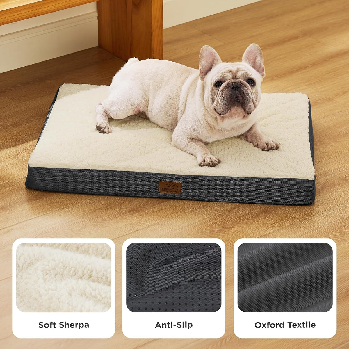 Bedsure Dog Bed Medium Size Dog - Orthopedic Flat Puppy Beds with Removable Washable Cover, Egg