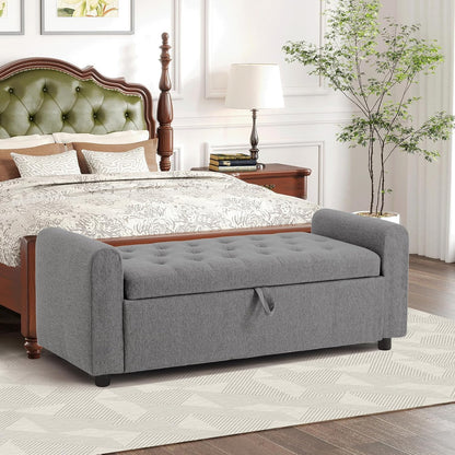 Ottoman with Storage, Tufted Storage Bench for Bedroom, 48" Fabrics End of Bed Bench, Upholstered