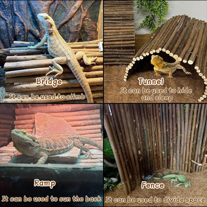 BNOSDM 2PCS Reptile Hideout Wooden Bridge 12.99"x 18.89" Lizard Hide Caves Bearded Dragon Habitat