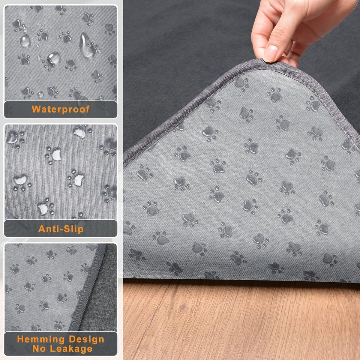 LOOBANI 2 Packs Extra Large Reusable Dog Mat for Floor, Non-Slip Washable Pee Pads for Dogs, Fast