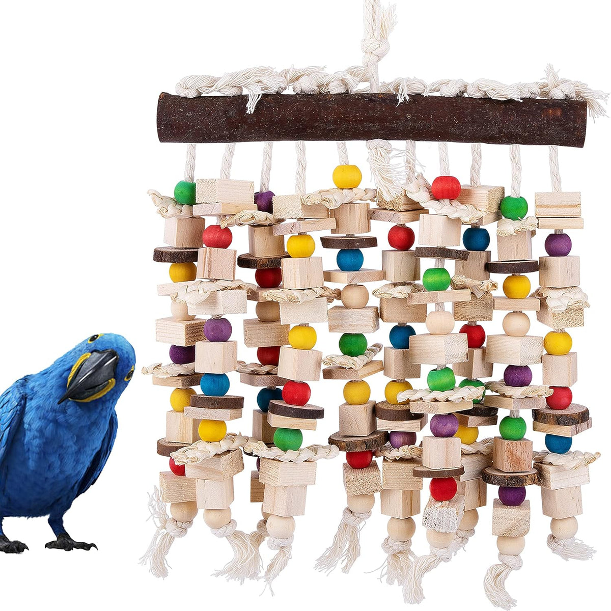 Deloky Large Bird Parrot Chewing Toy -Natural Wooden Blocks Bird Parrot Tearing Toys Suggested for