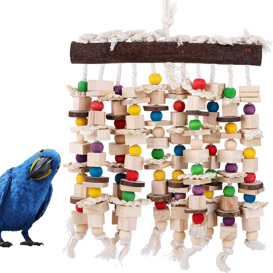 Deloky Large Bird Parrot Chewing Toy -Natural Wooden Blocks Bird Parrot Tearing Toys Suggested for