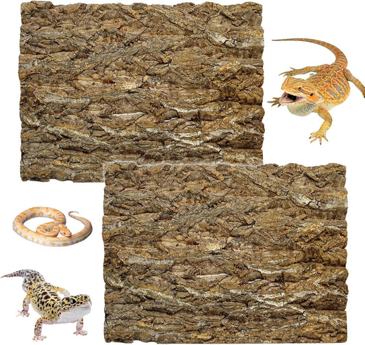 kathson 2PCS Cork Tile Background Bark 11.8”Lx7.9”W Terrarium Backdrop Wall Decor Natural Reptile