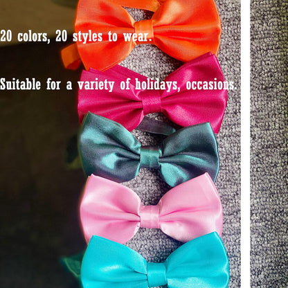 Dog Collar Bowties - 20 PCS Birthday Gift Adjustable Pet Bow Ties for Boys Girls Puppy Cats