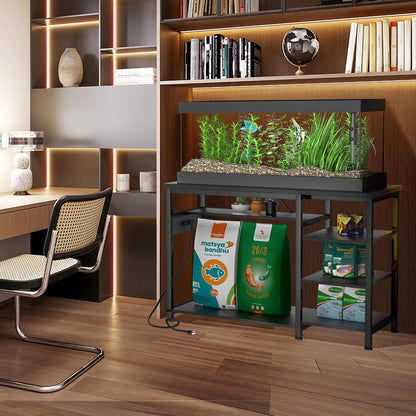 40-50 Gallon Fish Tank Stand: Heavy Duty Aquarium Stand with Power Outlets and Cabinet for Fish