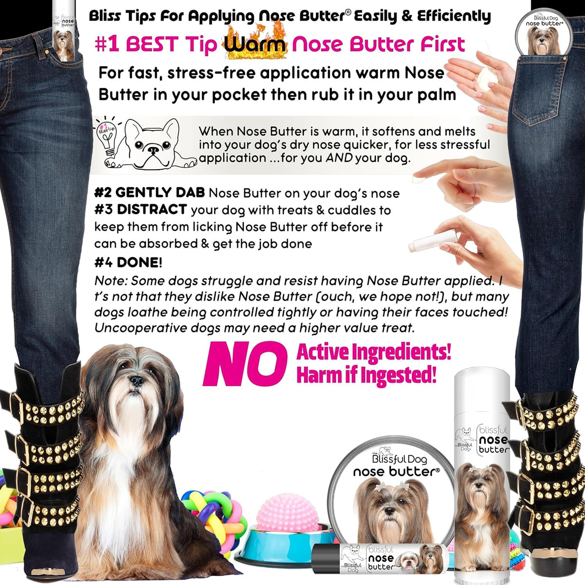 The Blissful Dog Lhasa Apso Nose Butter for Dry, Cracked Skin, Lick-Safe Dog Nose Balm with