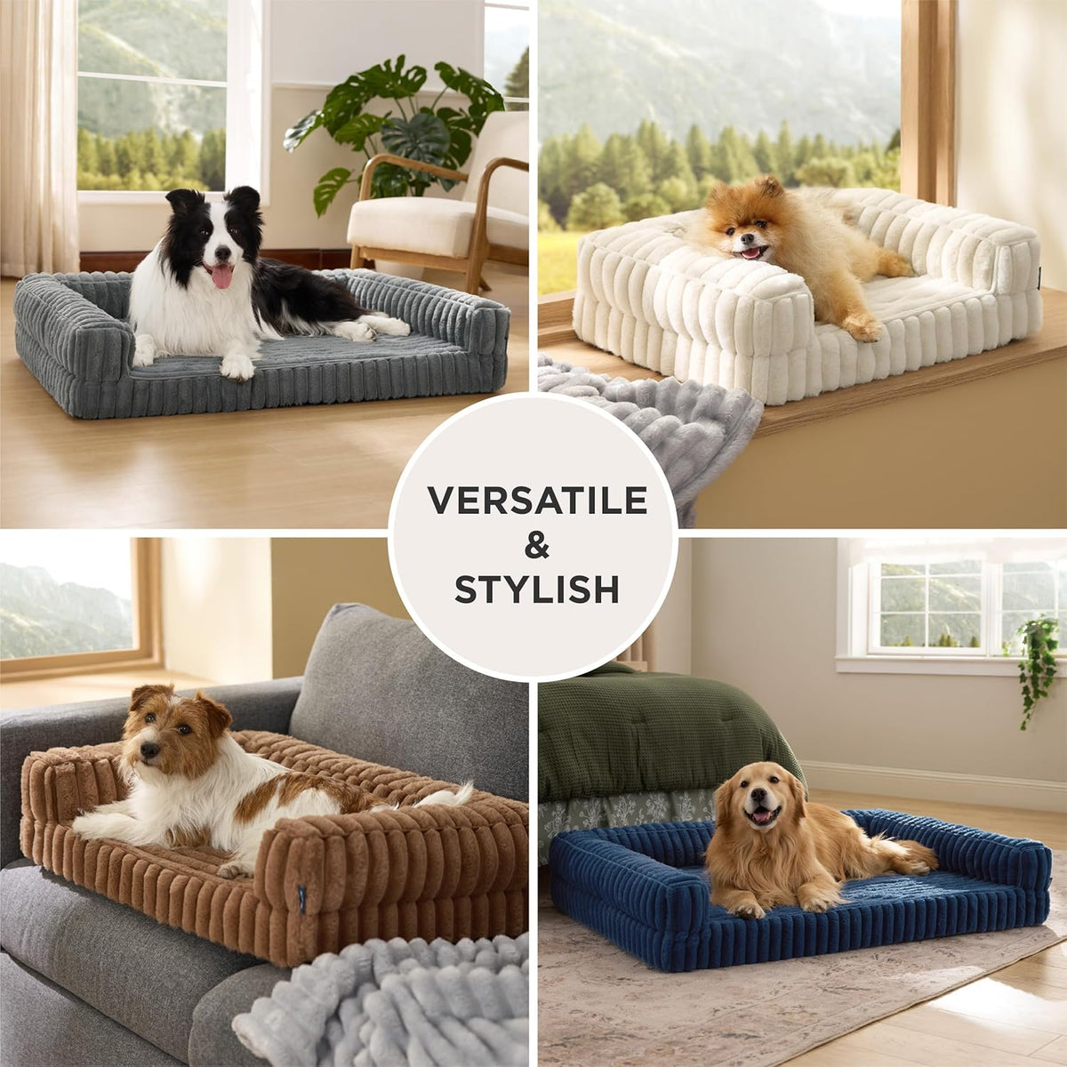Bedsure Orthopedic Dog Bed for Medium Dogs, Waterproof Memory Foam Medium Pet Beds with Sides