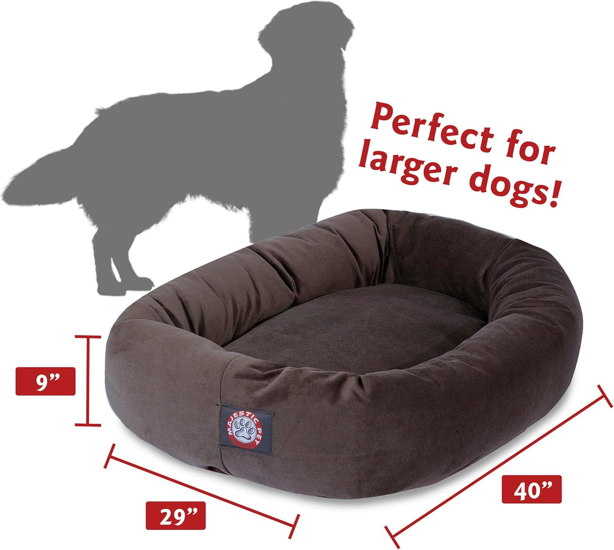 Majestic Pet Villa 32 Inch Shredded Memory Foam Dog Bed for Medium Sized Dogs 32x23x7