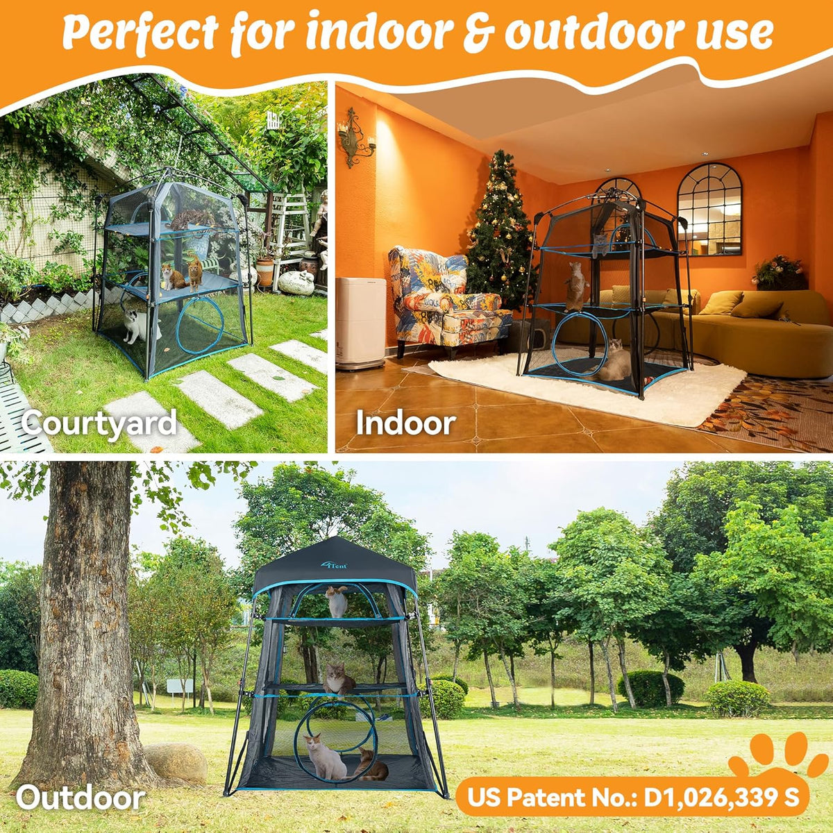 X-Large Catio Outdoor Cat Enclosure,3-Tier Spacious Outdoor Cat Tent for Indoors and