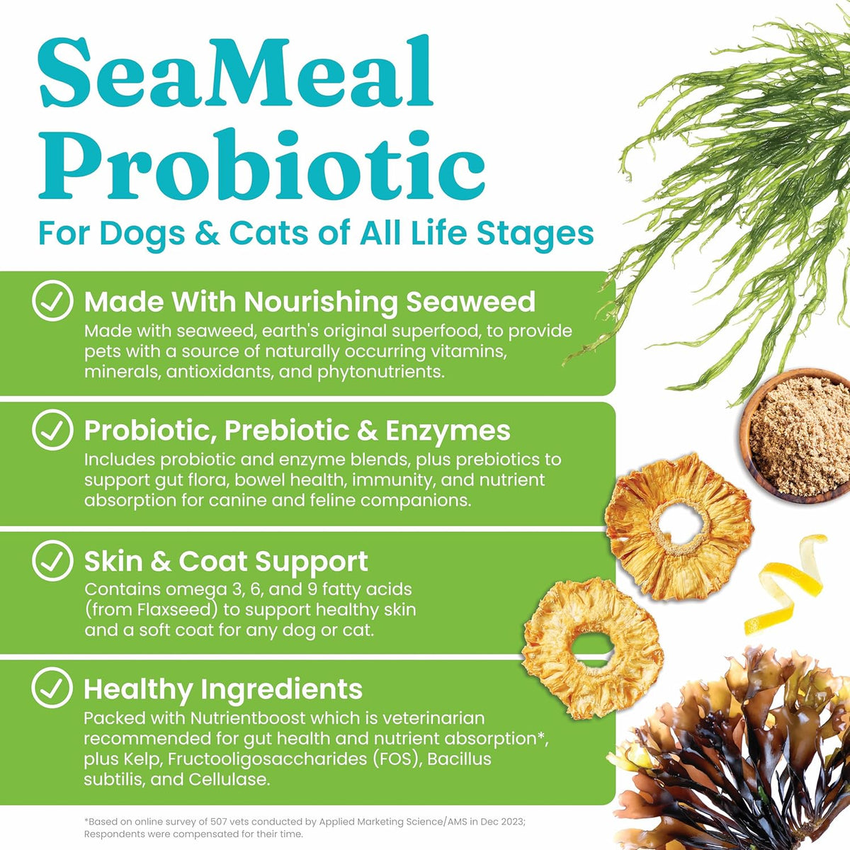 Solid Gold SeaMeal Cat Probiotic & Dog Probiotics for Digestive Health - Kelp Powder Dog & Cat